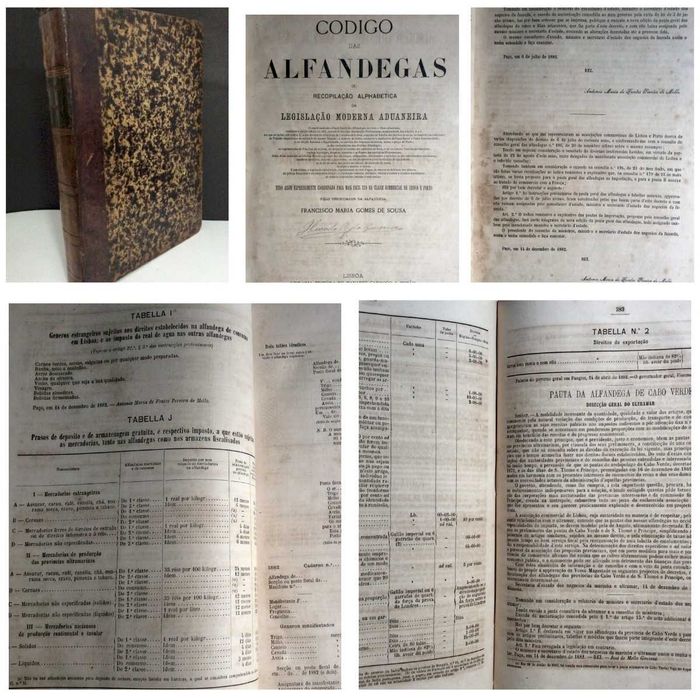 Codigo das alfandegas ou recopilação alphabetica da legislação moderna aduaneira, 1884. Raro