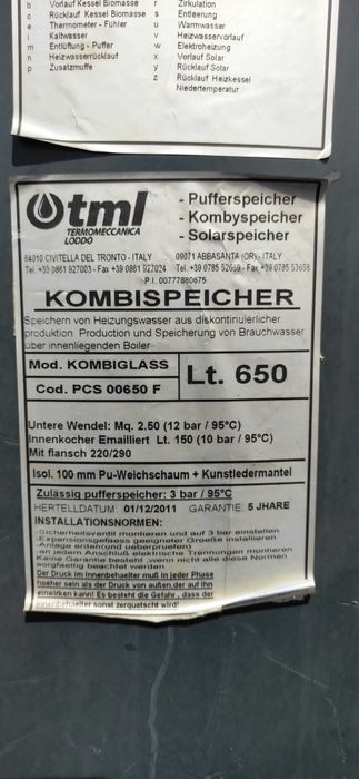 Bufor bojler 650 L wężownica zbiornik solidny TML