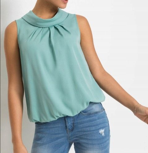 B.P.C bluzka bez rękawów szałwiowa ^40