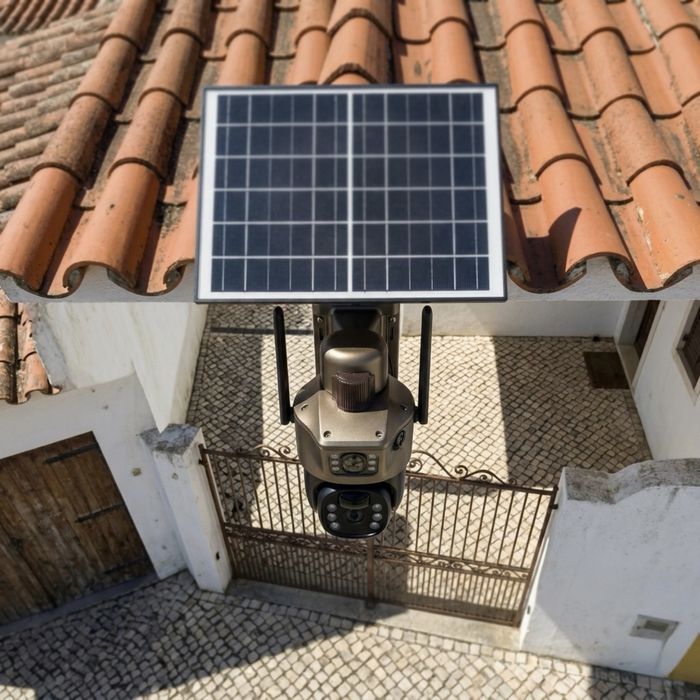 Câmara SIM card lente dupla (2 câmaras em 1) - Bateria e painel solar