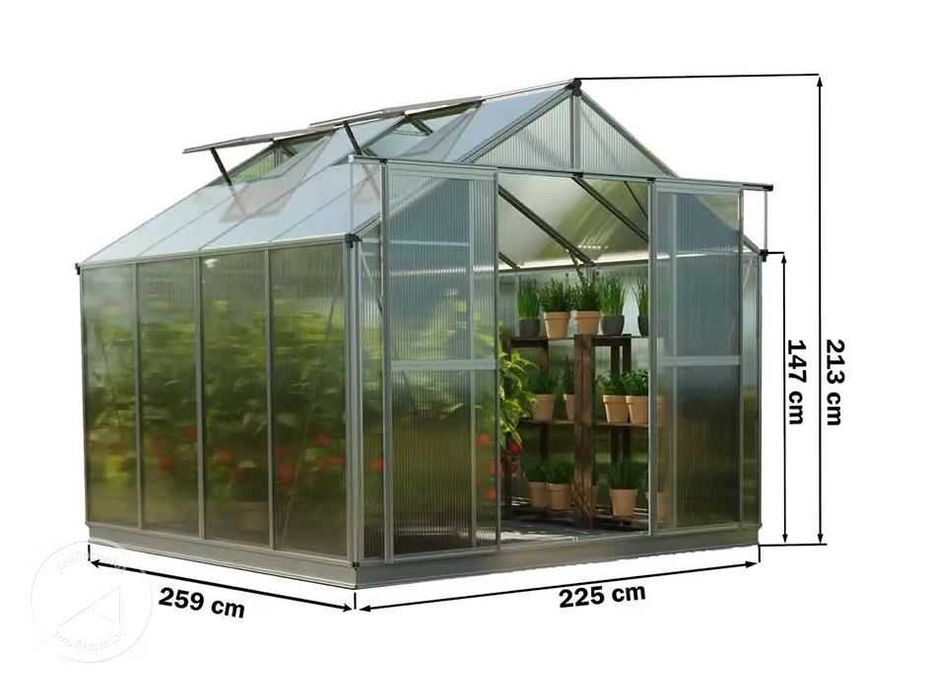 Szklarnia 225 x 259 cm renomowanej marki GFP Aluminium Poliwęglan