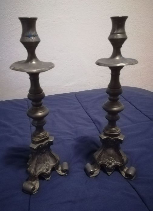 Castiçais Antigos em Estanho