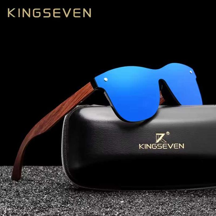 Окуляри KINGSEVEN Polarized UV400 сонцезахисні Blue Дерево Оригінал