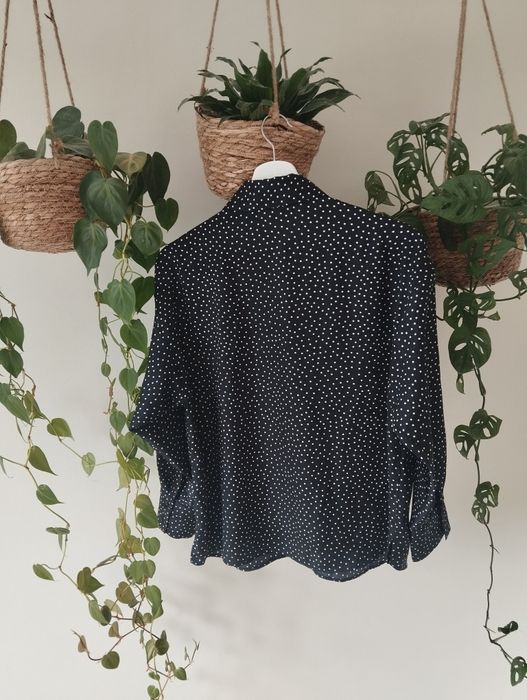 Koszula damska w kropki, w kwiaty, materiał jak jedwab, z połyskiem r.