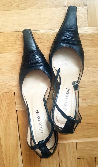 Skórzane czarne szpilki w szpic Gino Rossi 37