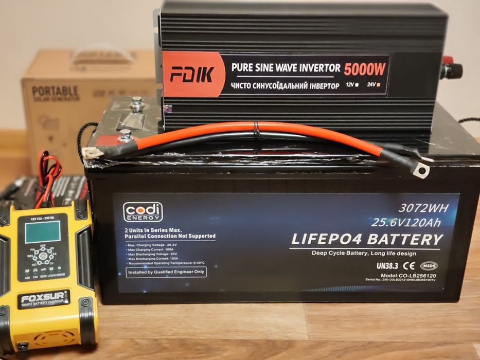 Новий LiFePO4 Акумулятор 24V/25,6V 120 Агод/3кВт, 5000 циклів, Батарея