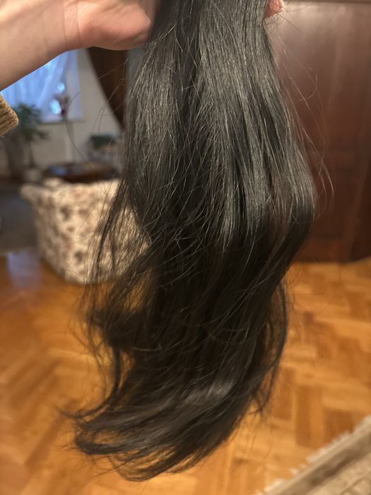 Włosy naturalne europejskie kolor bardzo ciemny brąz 89g 40cm