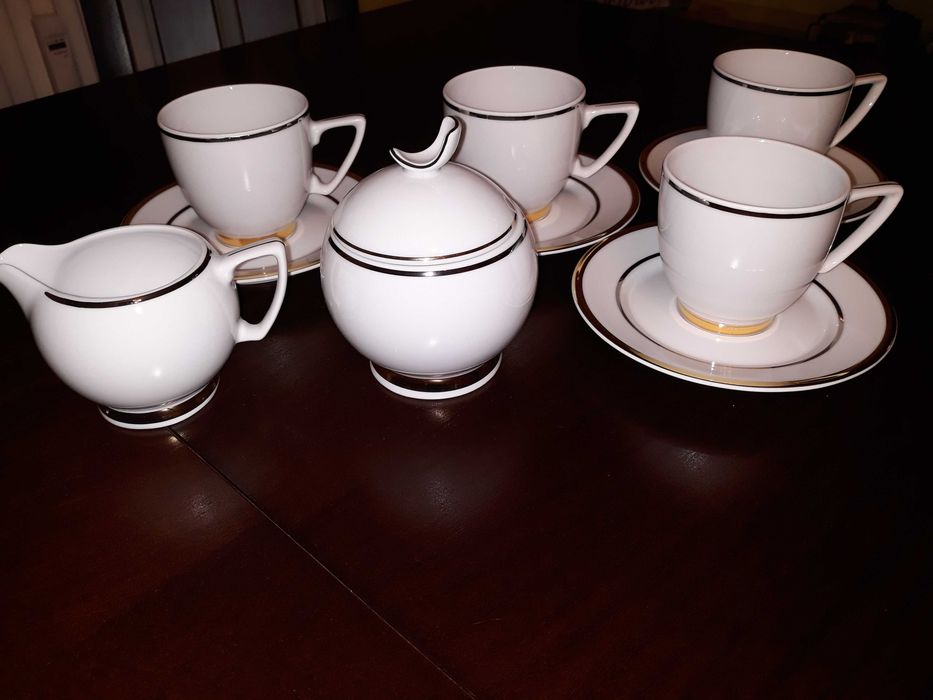 Porcelana Lubiana Komplet do kawy VIP - platyna i złoto
