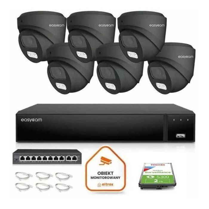 Zestaw do monitoringu IP Easycam 6 kamer 8 Mpx z POE