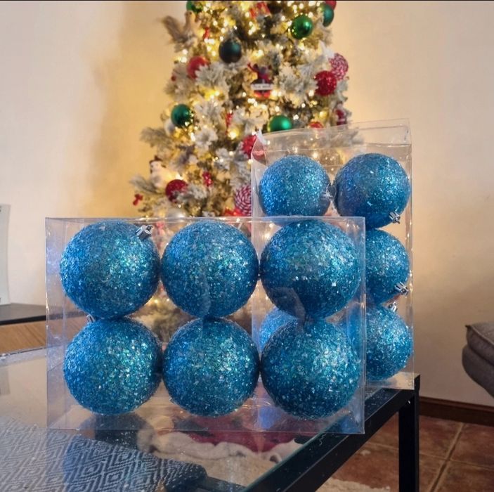 12 bolas de Natal azuis novas