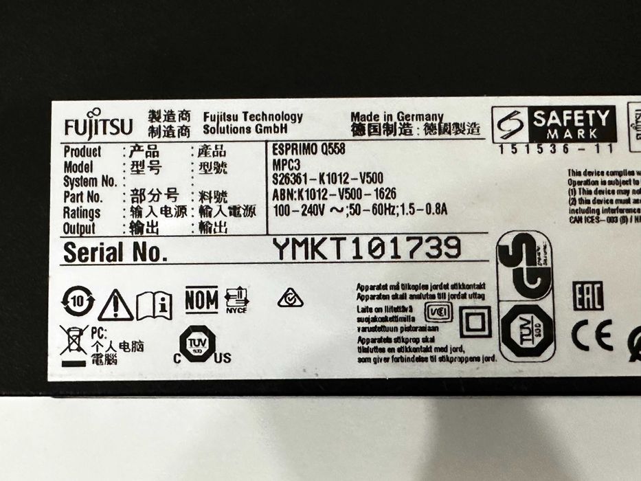 ПК Fujitsu Esprimo Q558 i3-8100 RAM 8GB SSD 250GB