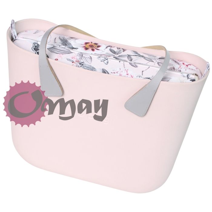 Szary organizer do OBAG MINI kwiaty różowe puder 2 kieszenie OMAY