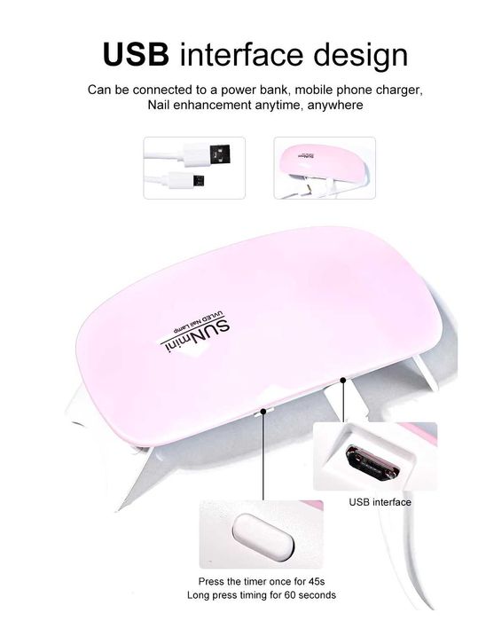 Suszarka Do Paznokci  6 LED Lampa UV do Manicure/NOWA/USB