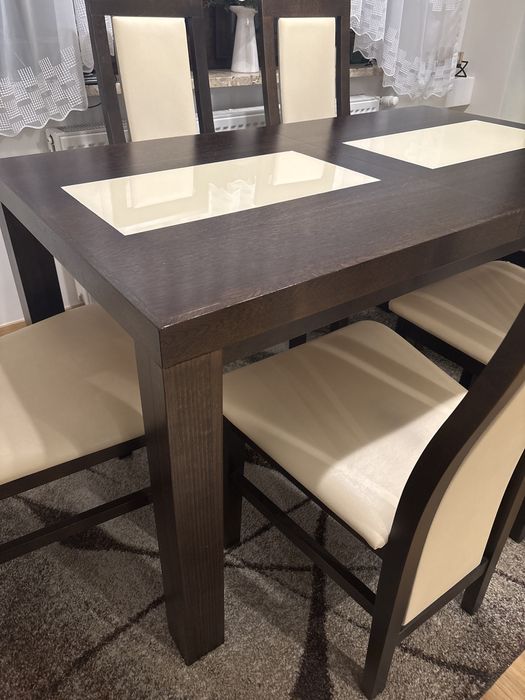 Stół wenge (ciemny brąz) + 6 krzeseł