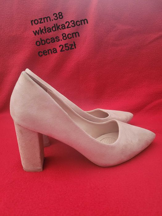 Buty na slupku beżowe damskie szpic r. 38