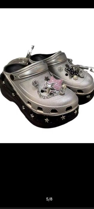 Srebrny slippers gruba podeszwa platforma klapki Chodaki mule r. 39