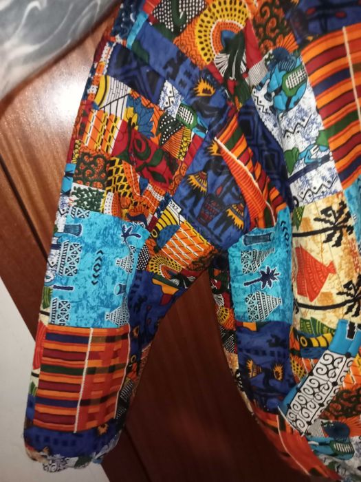 Casaco Bomber reversível pano e padrão africano tamanho S/M