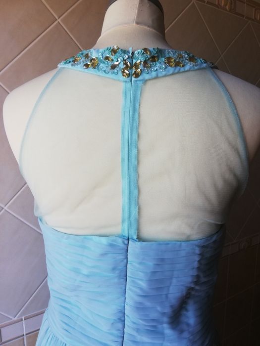 Vestido comprido cerimónia em azul bebé