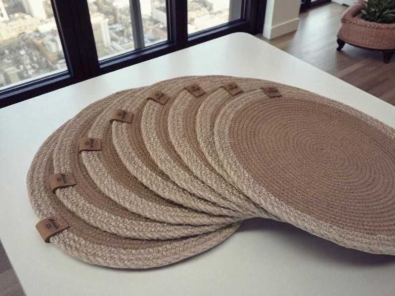 Набір від 2 шт килимки 25см під тарілки Бавовна-джут Placemat Handmade