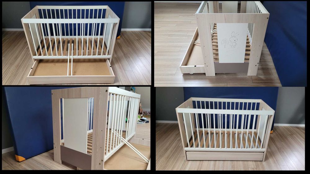 Łóżeczko z szufladą i akcesoriami