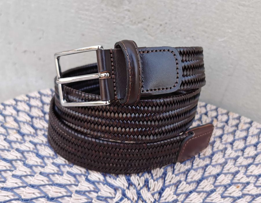 Плетений шкіряний еластичний ремінь Athison 85 Оригінал
