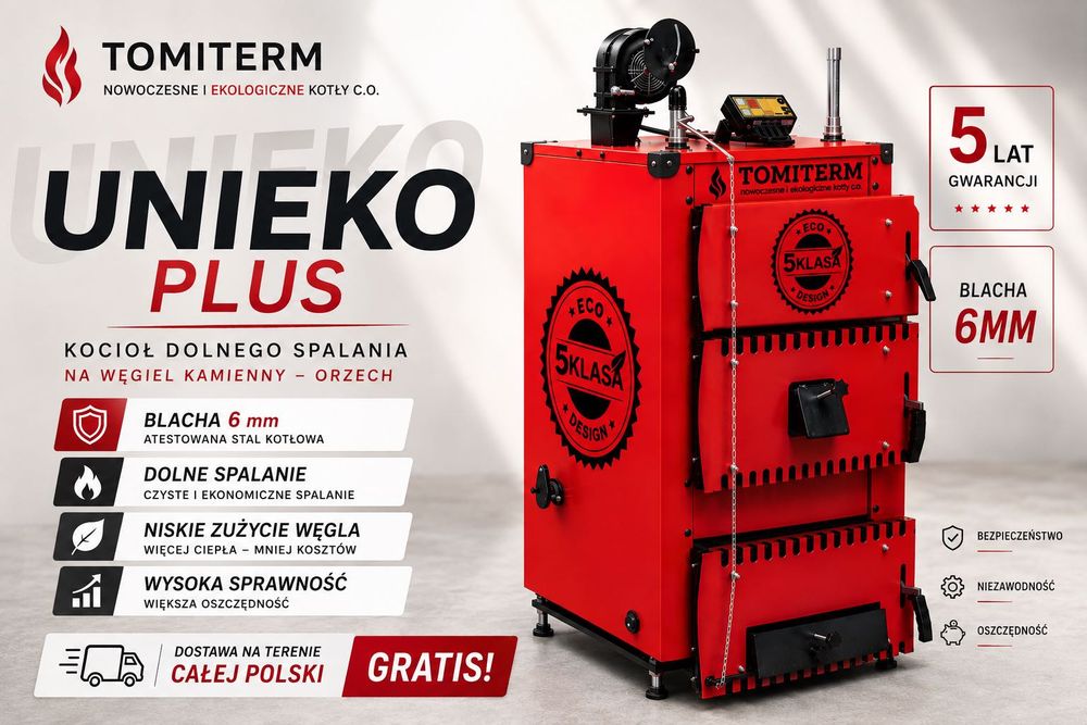 Kocioł, piec, kotły na węgiel UNIEKO PLUS 27kW. Producent! Gwarancja!