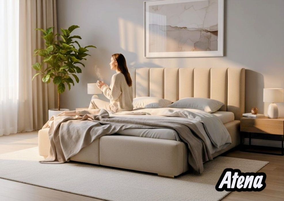 Łóżka tapicerowane z pojemnikiem na pościel stelaż metalowy