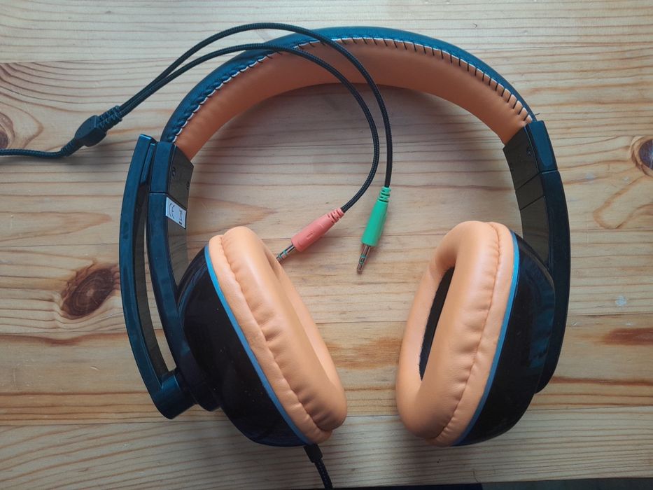 Słuchawki nauszne Natec czarne pomarańczowe Mini Jack