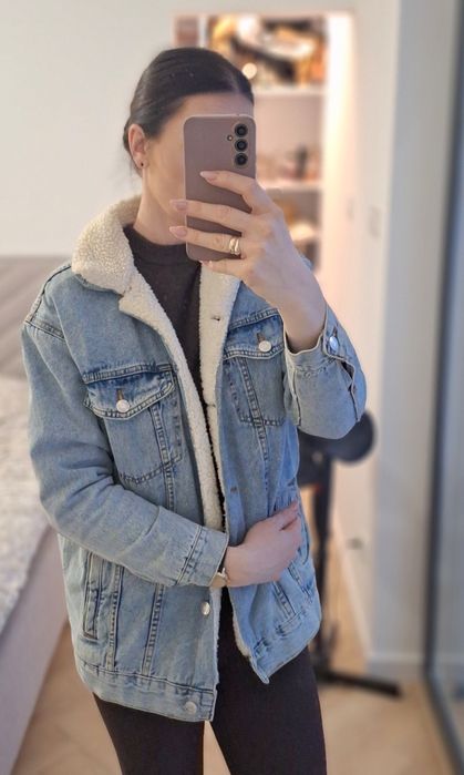 Kurtka jeansowa, katana, z kożuszkiem