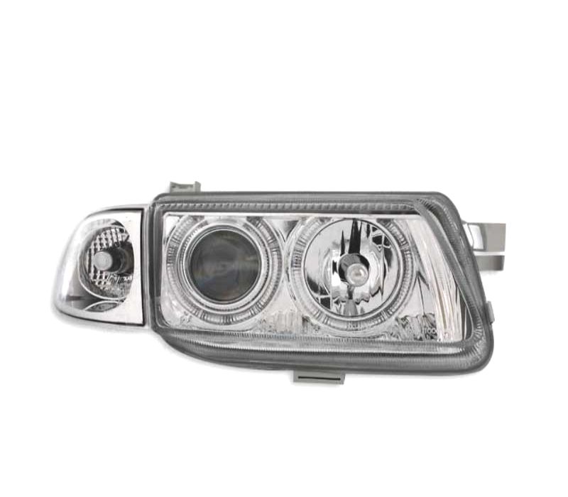 FARÓIS FRONTAIS ANGEL EYES PARA OPEL ASTRA F FUNDO CROMADO H1-H7