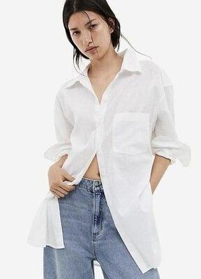 Белая рубашка оверсайз H&M коттон батал 5XL