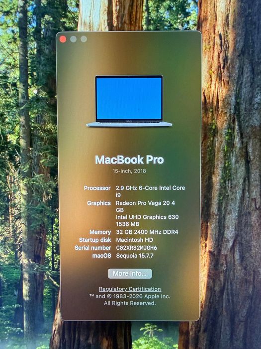 MacBook Pro 15" (2018) i9 / 32GB RAM / 512GB SSD / Vega 20 – Flexgate