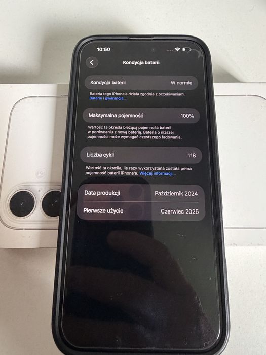 Bateria 100% iPhone 16 Plus 512gb White Idealny