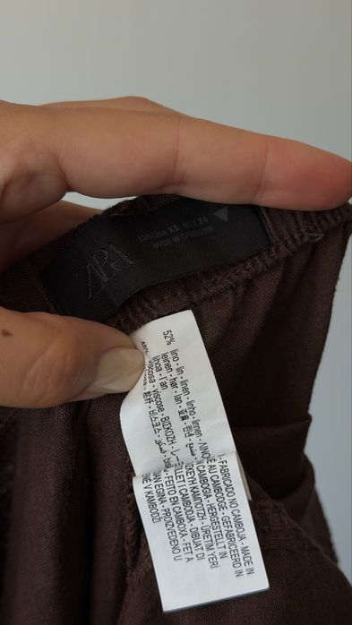 Лляні шоколадні жіночі штани Zara xs/s