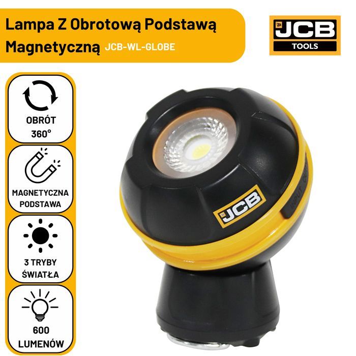 JCB Lampa Robocza LED Globe 600 lm Akumulatorowa Magnetyczna IP44