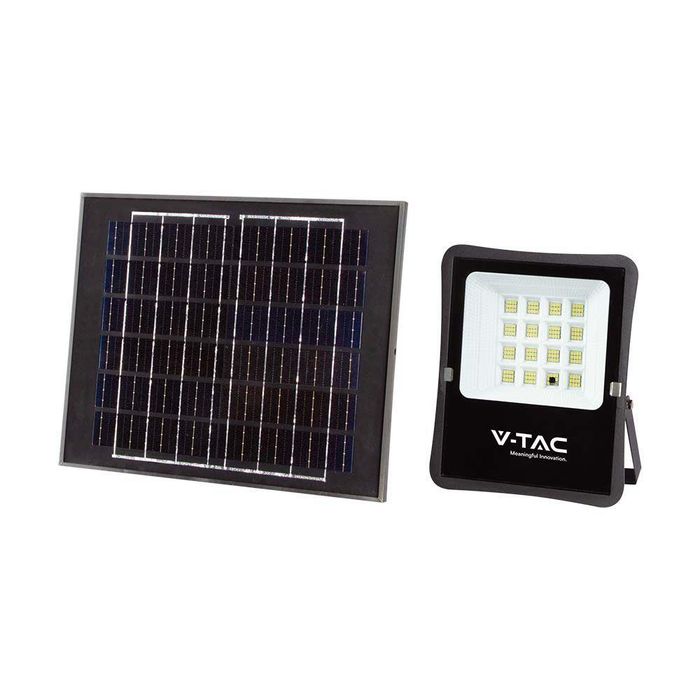 Naświetlacz LED Solarny 12W Z Pilotem IP65 Do Ogrodu Taras Ogrodowy V-tac Biały Zimna Biel 6400K 1200lm