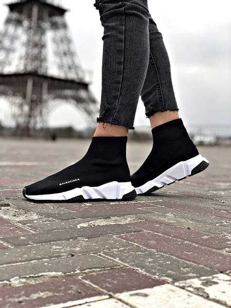 Balenciaga Speed Socks Trainer Black White 45