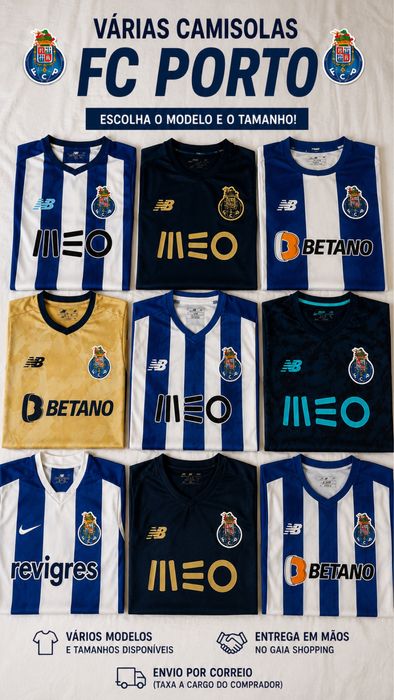 Camisolas FC Porto – Vários Modelos e Tamanhos Disponíveis!