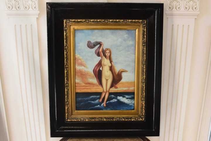 Naga Kobieta Idąca Po Wodzie - Akt Portret - Obraz Olejny