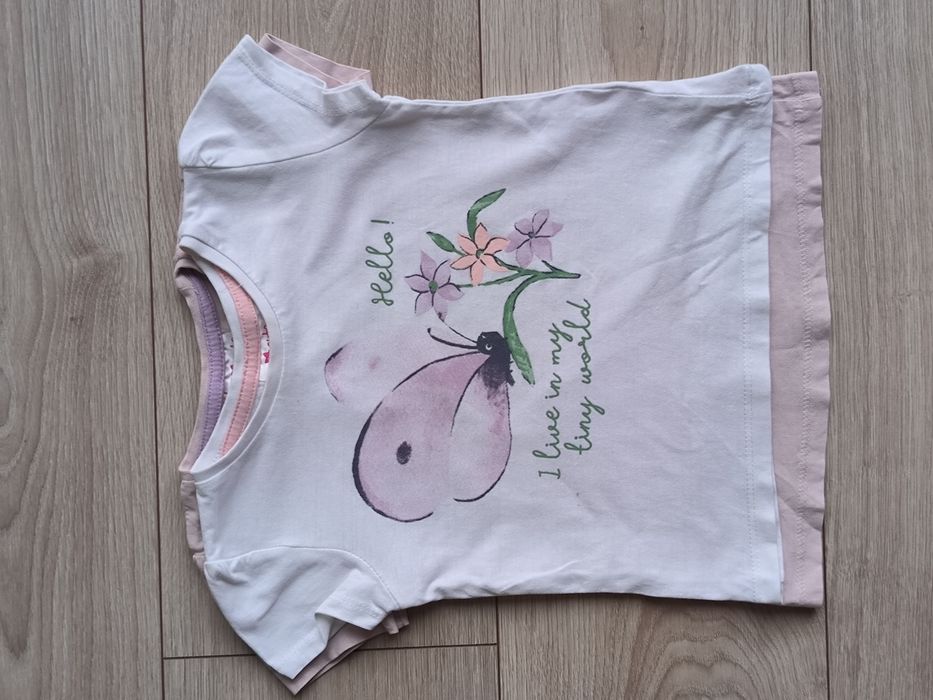 Dwa t-shirty 92 So Cute biała i pudrowy róż