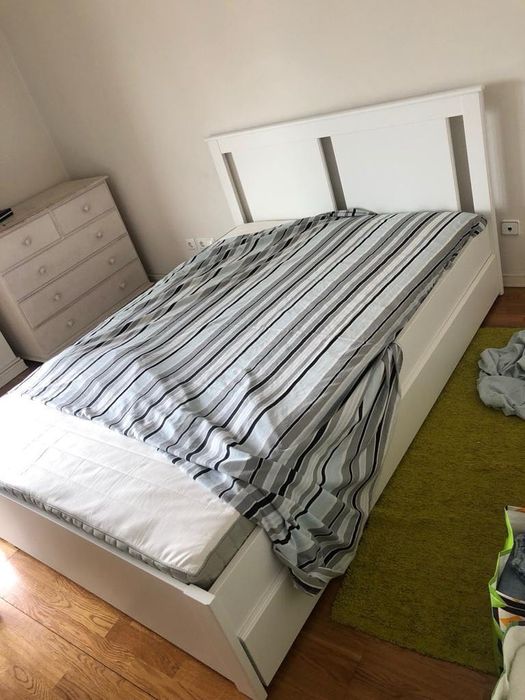 Cama SONGESAND Ikea c/2 caixas arrumação e colchão, branca, 140x200 cm