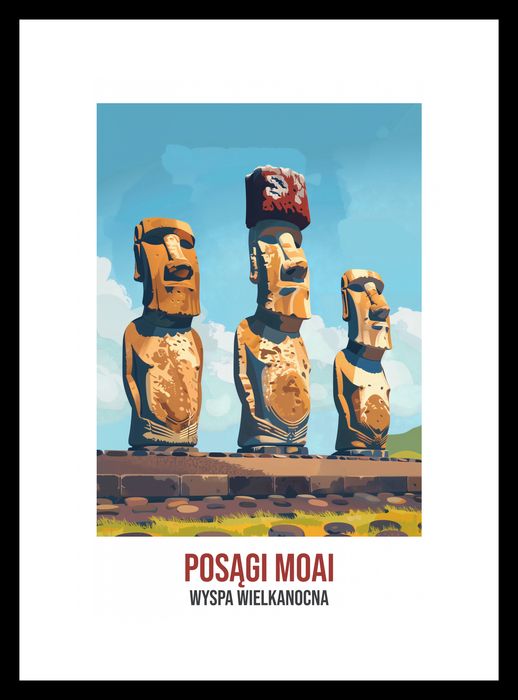 Plakat 20x30cm Posągi Moai