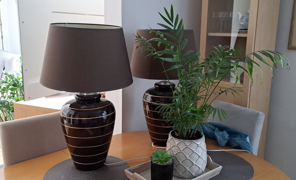 Lampy stołowe 2 szt., wys. 64cm, brązowe