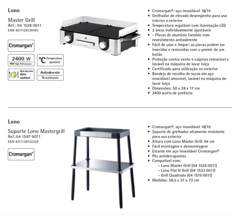 Grelhador elétrico WMF Lono Mastergrill com suporte