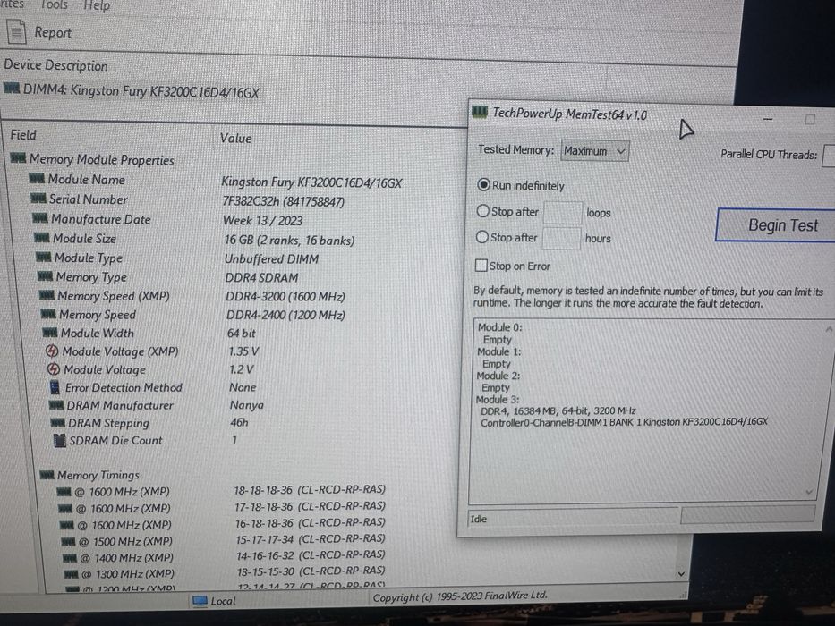 Оперативна память  ігрова Kingston FURY Beast DDR4 3200 16GB високої швидкості, ідеал як нова