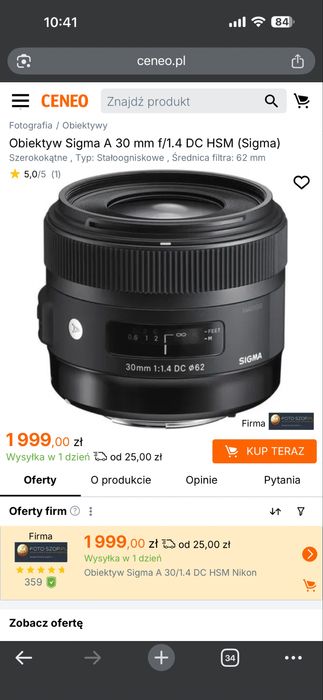 Canon EOS 80D DSLR + Obiektywy SIGMA 50mm f/1.4 i 30mm 1.4 +2obiektywy