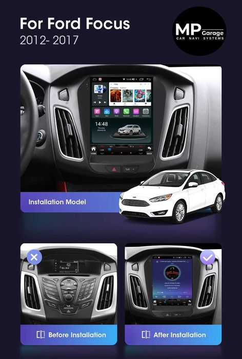 Ford Focus MK3 2011 - 2018 Nawigacja Android Tesla CarPlay/AA LTE Qled
