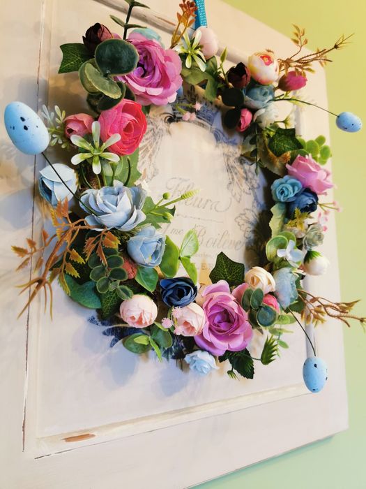 Wianek na drzwi # wiosenny wianek na drzwi # wesoły wianek # wiosna