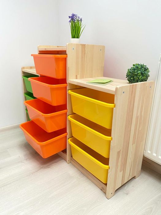 Комод для іграшок з контейнерами,  дерев'яний як ікеа