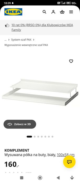 2x półki Ikea Komplement 100x58cm
